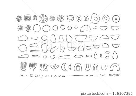 Abstract line art aesthetic shape set 136107395