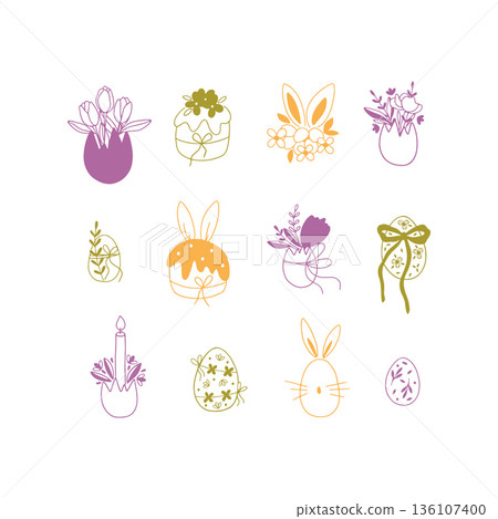 Happy Easter hand drawn art drawing Happy Easter hand drawn art drawing 136107400