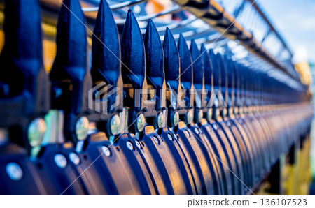 Modern agricultural machinery and equipment. Combine harvester. Modern agricultural machinery and equipment. Combine harvester. 136107523
