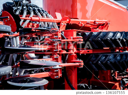 Modern agricultural machinery and equipment. Industrial details. Modern agricultural machinery and equipment. Industrial details. 136107555