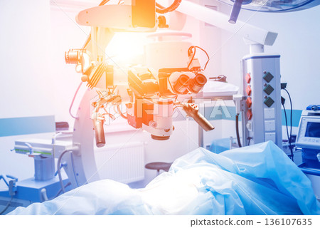 Spinal surgery. Group of surgeons in operating room with surgery equipment. Spinal surgery. Group of surgeons in operating room with surgery equipment. 136107635