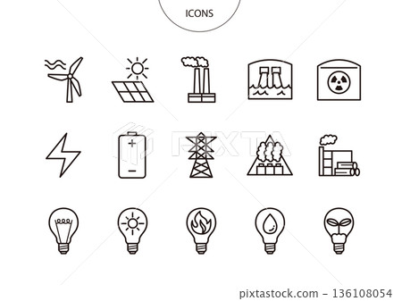 Energy power generation icon pictogram vector illustration set Energy power generation icon pictogram vector illustration set 136108054