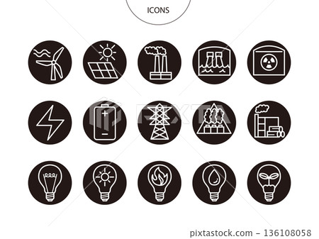 Energy power generation icon pictogram vector illustration set Energy power generation icon pictogram vector illustration set 136108058