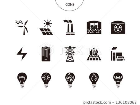 Energy power generation icon pictogram vector illustration set Energy power generation icon pictogram vector illustration set 136108062