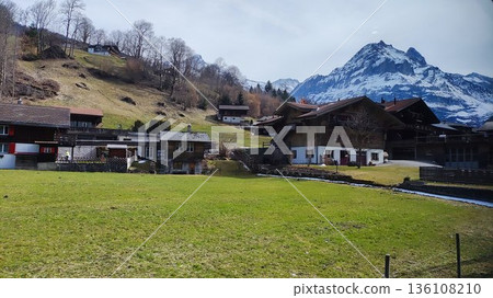 Interlaken, Switzerland - March 17 2023: Surrounding View of Mountanious Interlaken Interlaken, Switzerland - March 17 2023: Surrounding View of Mountanious Interlaken 136108210