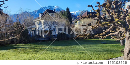 Interlaken, Switzerland - March 17 2023: Surrounding View of Mountanious Interlaken Interlaken, Switzerland - March 17 2023: Surrounding View of Mountanious Interlaken 136108216