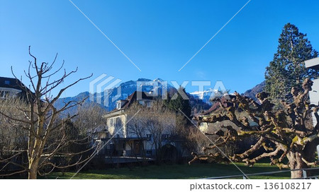 Interlaken, Switzerland - March 17 2023: Surrounding View of Mountanious Interlaken Interlaken, Switzerland - March 17 2023: Surrounding View of Mountanious Interlaken 136108217