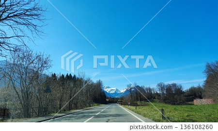 Interlaken,  Switzerland - March 17 2023: Surrounding View of Mountanious Interlaken  136108260
