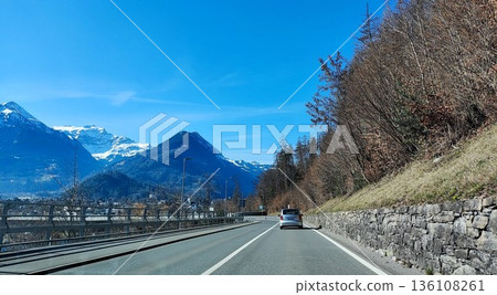 Interlaken, Switzerland - March 17 2023: Surrounding View of Mountanious Interlaken Interlaken, Switzerland - March 17 2023: Surrounding View of Mountanious Interlaken 136108261