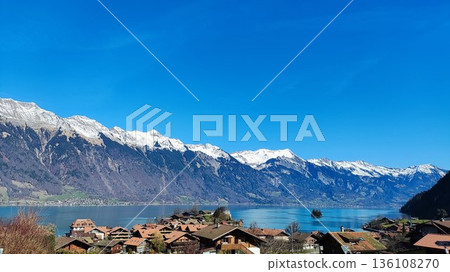 Interlaken, Switzerland - March 17 2023: Surrounding View of Mountanious Interlaken Interlaken, Switzerland - March 17 2023: Surrounding View of Mountanious Interlaken 136108270
