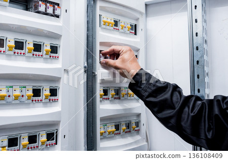 Electrical equipment. Background and texture. Modern Industrial background.  136108409