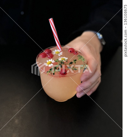 Strawberry ade is a refreshing drink made with fresh strawberries, soda water, and a hint of sweetness. Served over ice, it’s bubbly, fruity, and perfect for any occasion. 136108675