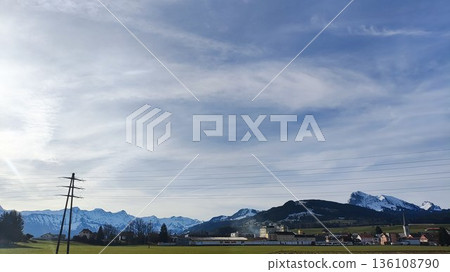 Interlaken, Switzerland - March 17 2023: Surrounding View of Mountanious Interlaken Interlaken, Switzerland - March 17 2023: Surrounding View of Mountanious Interlaken 136108790