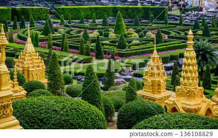Luxury landscape design of the tropical garden. 136108829