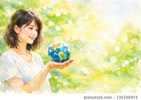 生態圖：地球的問題，水彩風格 136108955