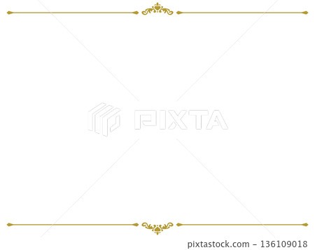 可愛的心形上下邊框 - 金色 - 136109018