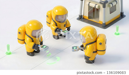 Sampling activities by the protective clothing team Sampling activities by the protective clothing team 136109083