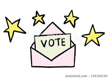 Hand drawn vote envelope and stars for election day, icon, ballot cartoon, sign, symbol, decoration, people, human, cartoon, stickers, patch, print, card, social media post, brooch, text, message Hand drawn vote envelope and stars for election day, icon, ballot cartoon, sign, symbol, decoration, people, human, cartoon, stickers, patch, print, card, social media post, brooch, text, message 136109144