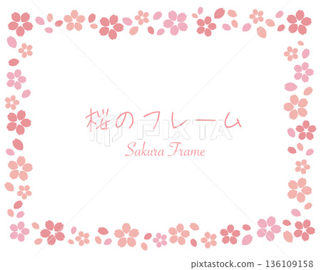 A spring frame decorated with cute cherry blossom illustrations. A spring frame decorated with cute cherry blossom illustrations. 136109158