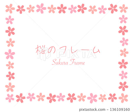 一個飾有可愛櫻花圖案的春日相框。 一個飾有可愛櫻花圖案的春日相框。 136109160