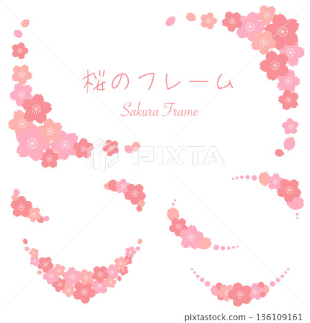 一套飾有可愛櫻花圖案的春季相框。 136109161