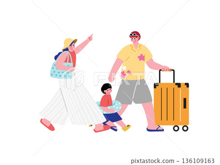 暑假期間一家人去旅行 136109163