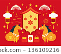 chinese new year, horse, lantern 136109216