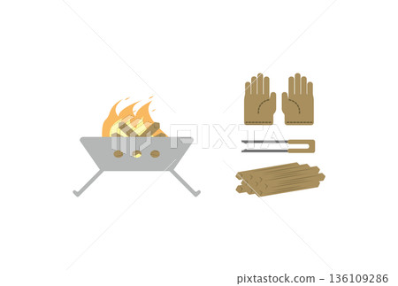 Illustration of a bonfire set Illustration of a bonfire set 136109286