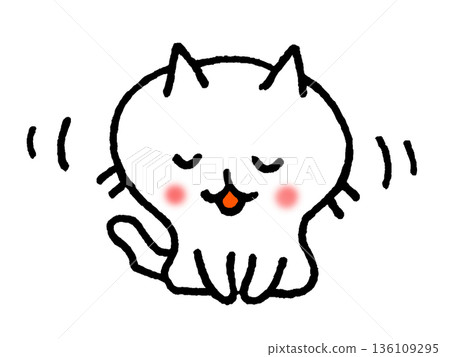 Illustration of a white cat character bowing, apologizing, asking, and thanking Illustration of a white cat character bowing, apologizing, asking, and thanking 136109295