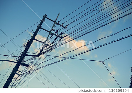 藍天和電線桿 藍天和電線桿 136109394