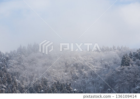 冬日山景和一列火車 136109414