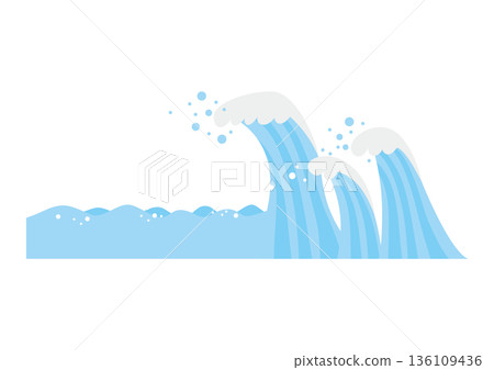 一幅描繪巨浪和海洋的簡單插圖 136109436