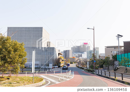 The townscape of Hirakata City and its surrounding areas seen from the Amano River (Osaka Prefecture) 136109458