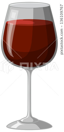 Vector Illustration of a Single Glass Filled with Red Wine Vector Illustration of a Single Glass Filled with Red Wine 136109767