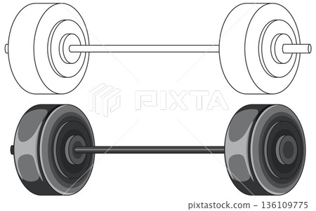 Vector Illustration of Dumbbells in Monochrome and Outline Styles Vector Illustration of Dumbbells in Monochrome and Outline Styles 136109775