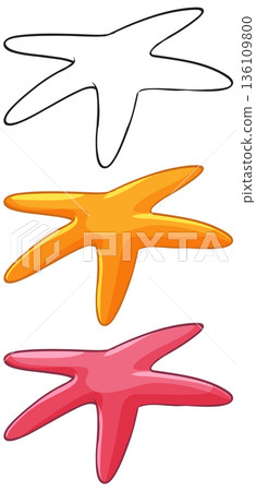 Set of Three Starfish Vector Illustrations in Different Color Styles Set of Three Starfish Vector Illustrations in Different Color Styles 136109800