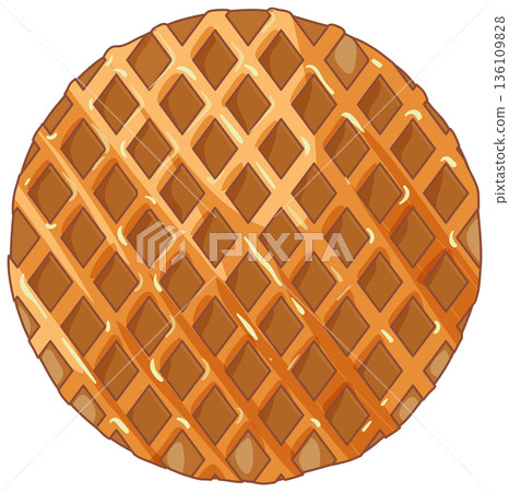 Dutch Stroopwafel Cookie with Caramel Filling Vector Illustration 136109828