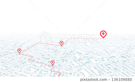 Concept of your location on map. Navigation to poi. Simple scheme of city with online tracking. Vector illustration 136109880
