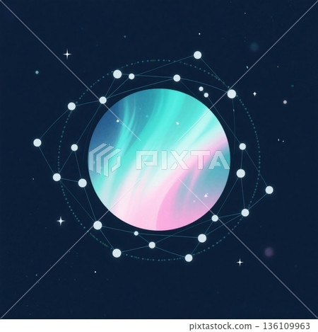 極光色的圓圈,奇妙的星座,人工智慧 極光色的圓圈,奇妙的星座,人工智慧 136109963