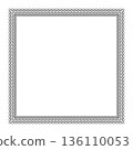 Minimalist square frame design featuring decorative border. Abstract square frame. Template for creating certificates, gift vouchers, postcards, diplomas, embroidery, sandblasting 136110053