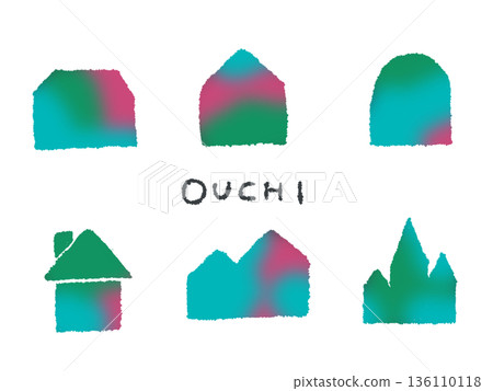 一幅色彩鮮豔的手繪房屋插圖，可用作設計中的圖標或符號標記。 136110118