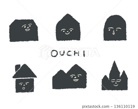 一幅富有表現力的手繪房屋插圖，可用作設計中的圖標或符號標誌。 136110119