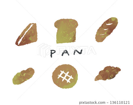 色彩鮮豔的手繪麵包插圖，可用作設計中的圖示或符號。 136110121