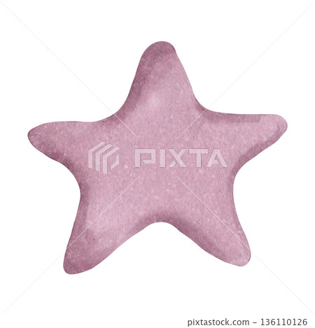 Cute, simple purple star. Watercolor illustration. Clipart with cosmic sky elements. Hand drawn isolated art. Nightlights for childrens rooms, textiles and night decor. Galaxy and space Cute, simple purple star. Watercolor illustration. Clipart with cosmic sky elements. Hand drawn isolated art. Nightlights for childrens rooms, textiles and night decor. Galaxy and space 136110126