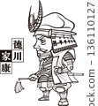 Tokugawa Ieyasu in his prime, armed with Hada armor [2 heads, black and white, bitmap] 136110127