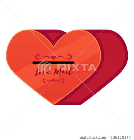 Love mail box heart shape flat vector icon, cute red postbox for receiving romantic letters, Valentines mail delivery Love mail box heart shape flat vector icon, cute red postbox for receiving romantic letters, Valentines mail delivery 136110174
