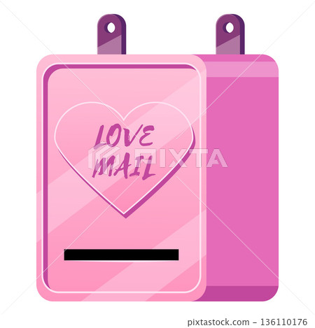 Love mail box with heart flat vector icon, cute pink wall postbox for sending or receiving romantic letters, Valentines Love mail box with heart flat vector icon, cute pink wall postbox for sending or receiving romantic letters, Valentines 136110176