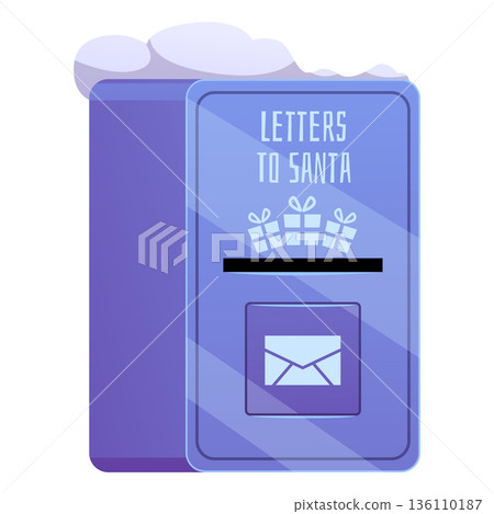 Santa mail blue postbox flat vector icon, correspondence box with snow and gift boxes for sending letters Christmas mail Santa mail blue postbox flat vector icon, correspondence box with snow and gift boxes for sending letters Christmas mail 136110187