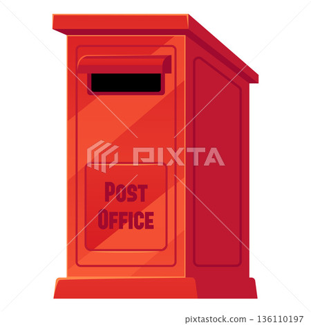 Vintage red English street postbox with a slot for sending and receiving letters. 136110197
