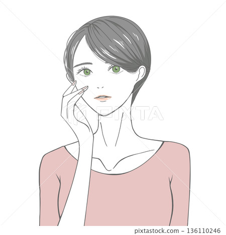 手托右臉頰的女子(黑髮) 手托右臉頰的女子(黑髮) 136110246